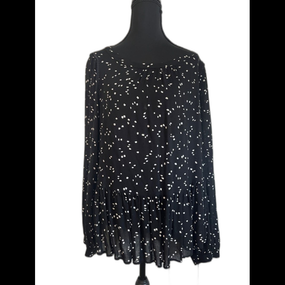 Anthropologie Maeve Cheyenne Peplum Blouse Black And White Print Size Large